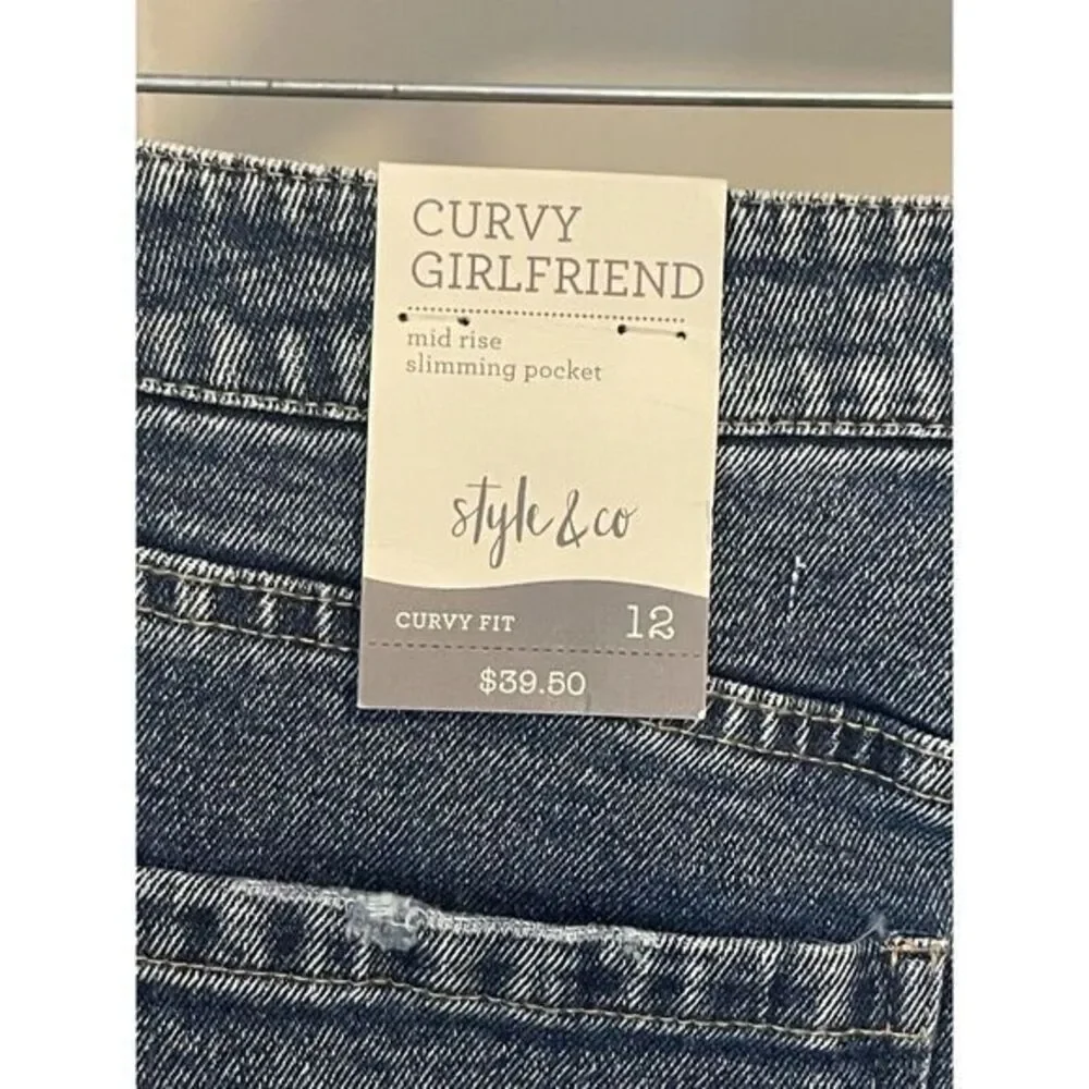Women's Style & Co Womens Curvy Girlfriend Mid Rise‎ Jeans Sz 12